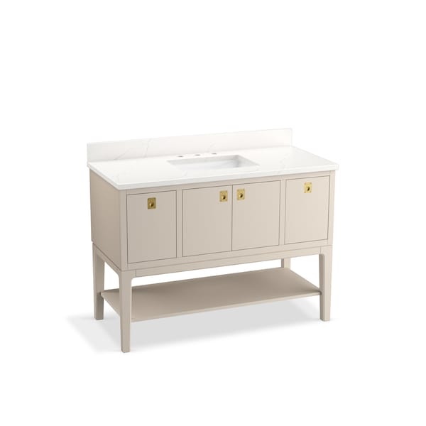 Kohler 48 in. Bathroom Vanity Cabinet With Sink And Quartz Top in Light Clay 35027-LWG - main